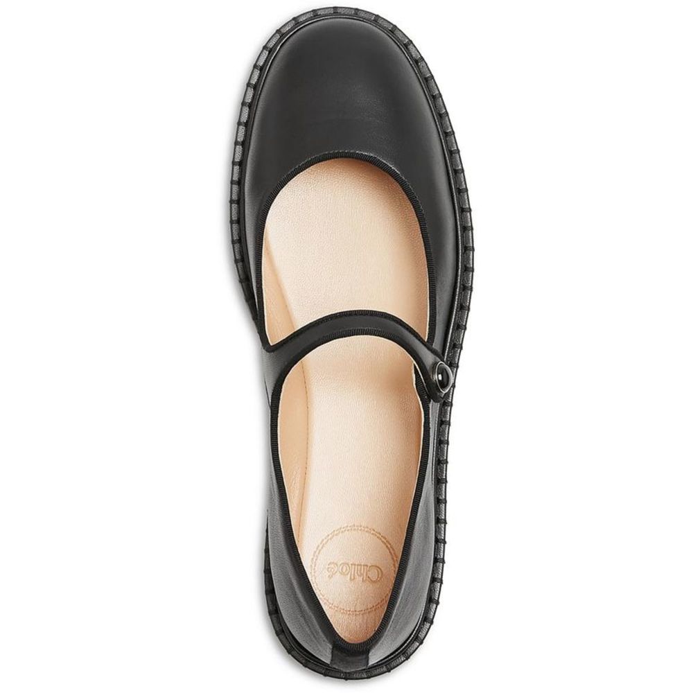 Chloe Womens Black Leather Casual Flat Mary Janes Shoes NWT - Picture 3 of 3